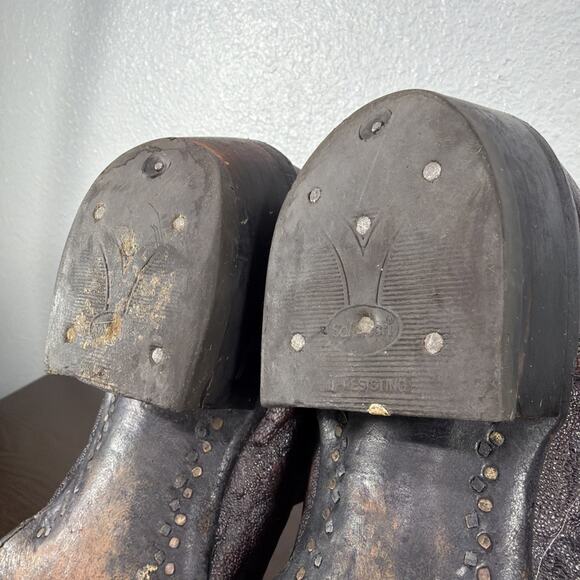 Vintage Nocona Exotic Elephant Print Men 9 D Black Leather Cowboy Western Boots main image 2